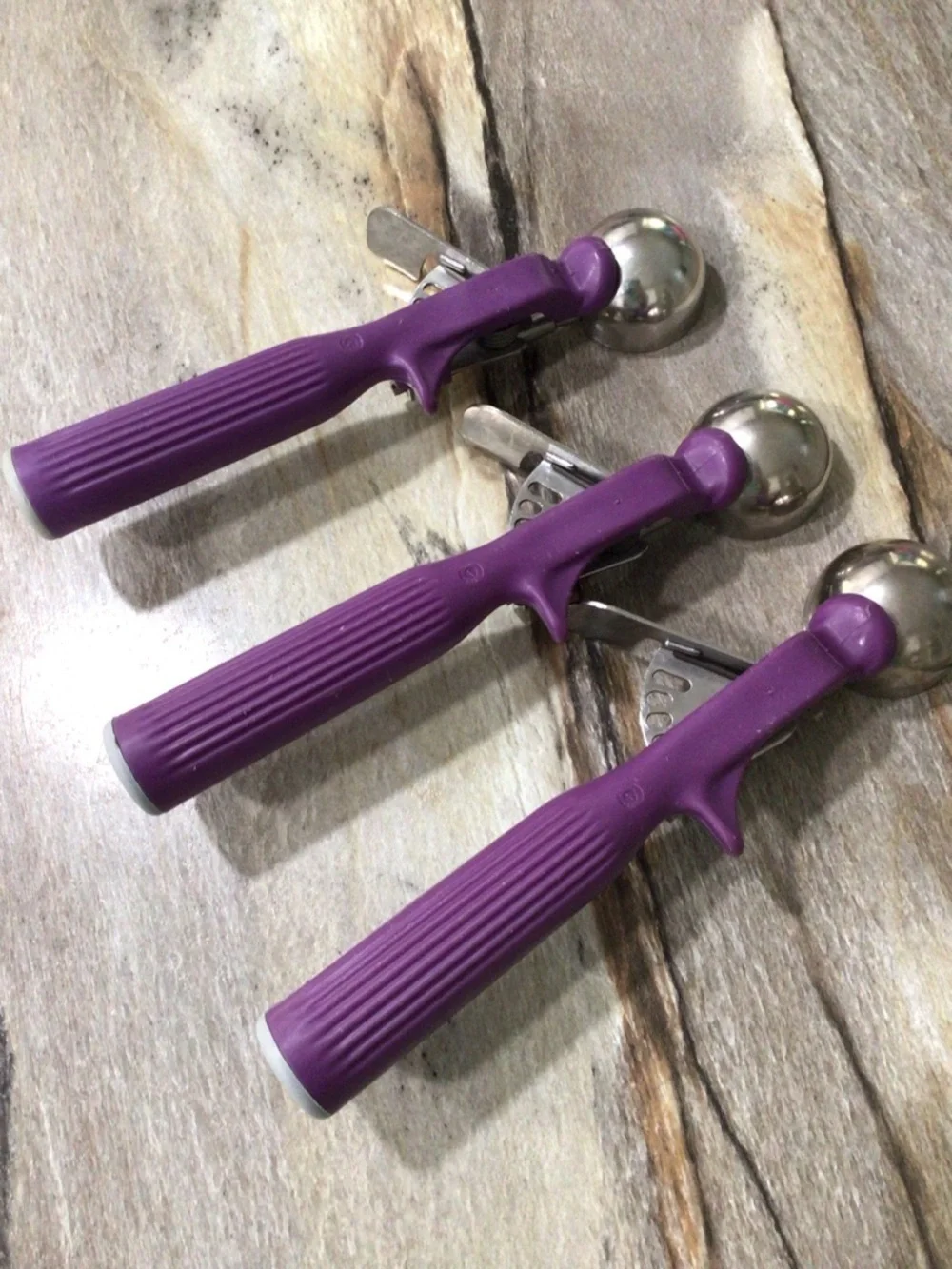 Set of 3 Vollrath 47147 Size 40 Disher Scoop 3/4 oz Stainless Steel Orchid NSF